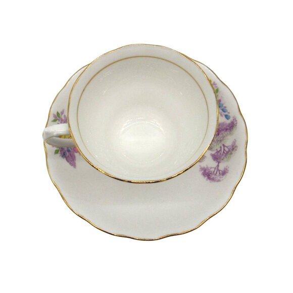 COLCLOUGH Bone China FLORAL Tea Cup and Saucer Gold Trim Vintage - Picture 3 of 12